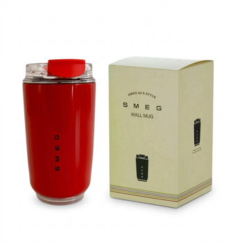 Термокружка в стиле SMEG Wall Mug с двойными стенками и поворотной крышкой Красная