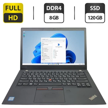 Ноутбук Lenovo ThinkPad T470s / 14" (1920x1080) IPS / Intel Core i7-7500U (2 (4) ядра по 2.7 - 3.5 GHz) / 8 GB DDR4 / 120 GB SSD / Intel HD Graphics 620 / WebCam б/у
