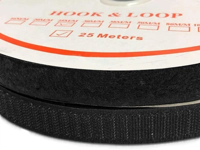 Ліпучка текстильна (Velcro) чорна шир 20мм (25м)