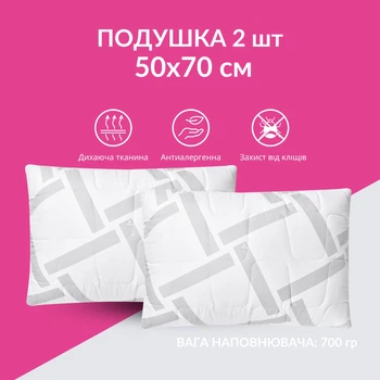 Набір подушок IDEIA "Elegantly" 50х70 см 2 шт, Біло-Сірий 000035591