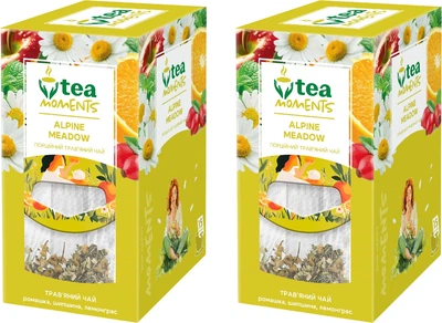 Упаковка зеленого чая Tea Moments Alpine Medow 15 кадди-пакетиков х 2.2 г х 2 шт (2300000013085)