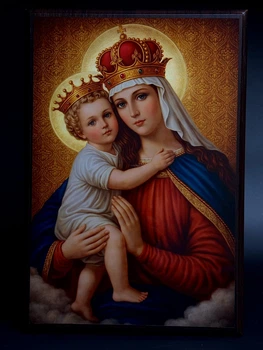 Ікона на алюмінієвій пластині 20×30 см Цариця Небесна Ікона Пресвятої Богородиці з Немовлям Ісусом