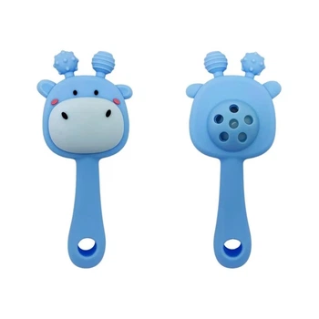 Силиконовый прорезыватель-погремушка "Жираф" MGZ-0428(Blue)