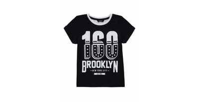 Футболка George для подростков 140-146 см (10-11 лет) черно-белая Brooklyn