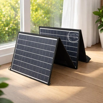 Панель солнечная портативная складная 100W с USB и DC выходом, туристическая solar panel для павербанка и гаджетов, переносной модуль 4 секции 25W с подставками и чехлом для дома и путешествий, SPSPE-100
