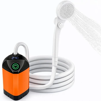 Душ портативный Camping Shower Set от USB кемпинговый с помпой аккумуляторный оранжево-чёрный