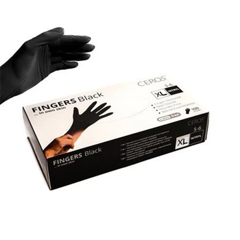 Рукавиці Ceros Fingers Black нітрилові XL 100 шт. Чорні (4400153)
