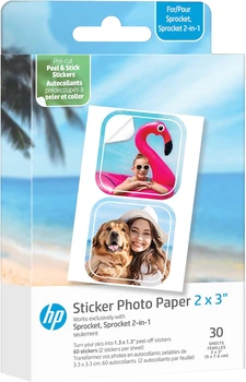 Фотобумага HP CutOut Sticker Zink 2"x3" Глянцевая Самоклеющаяся 30 л (HPIZ2X330C)