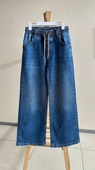 Джинси палаццо на дівчинку 164 з камінцями сині (38f-nr7-xl0)
