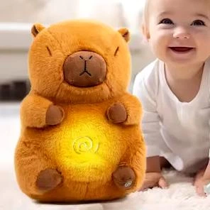 Коричневый Интерактивная дышащая Капибара Snuggle Pulse CapyBuddy 30 см мягкая плюшевая игрушка HDSYR_400