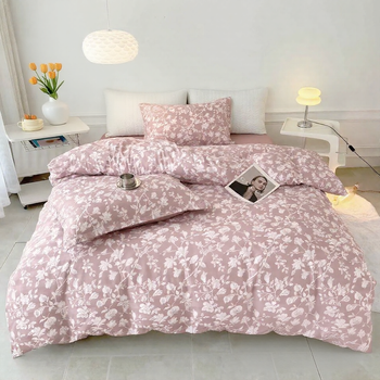 Комплект постільної білизни Євро Сатін Colorful Home 200×230 см Рожевий із білим