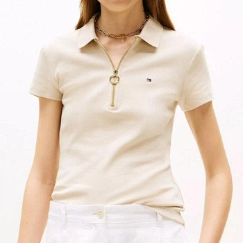 Футболка жіноча Tommy Hilfiger, slim fit, бежева, розмір XL