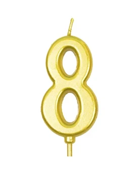 Свічка цифра "8" із позолотою