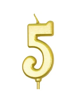 Свічка цифра "5" із позолотою.