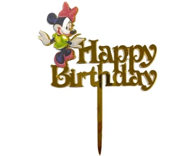 Топер акриловий Happy Birthday — Мінні Маус