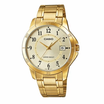 Чоловічий годинник Casio MTP-V004G-9B золотиста класика