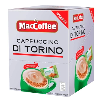 Кавовий напій 3в1 MacCoffee Cappuccino Di Torino з солодкою корицею 25 г x 10 шт