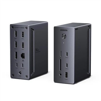 Док-станция UGREEN Revodok Pro CM843, 14-в-1, Triple 4K (2×HDMI + DP 8K/4K@120), 100W PD, 10Gbps