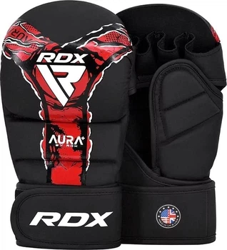 Тренувальні рукавиці RDX GRAPPLING GLOVES SHOOTER NEW AURA F17 Чорний, Червоний S (GSR-F17BR S)