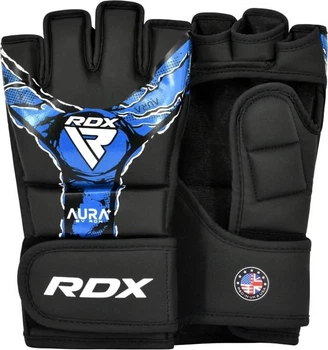 Тренувальні рукавиці RDX GRAPPLING GLOVES NEW AURA F17 Чорний, Синій L (GGR-F17BU L)