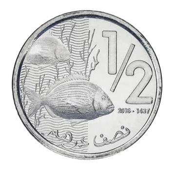 Монета Марокко 1/2 дирхама 2016 UNC Рыба