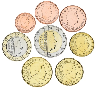 Набор монет Люксембург набор из 8 монет евро 2022 UNC 1, 2, 5, 10, 20, 50 евроцентов, 1, 2 евро