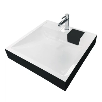 Умывальник на стиральную машину без перелива Adamant Washer New Black-White Glossy искусственный камень 59,5 см