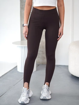Женские лосины со штрипкой утягивающие леггинсы весна-літо TMV Nylon Fit Коричневые M