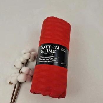 Простирадло на резинці Cotton Shine 180х200 з наволочками 50х70 червоний