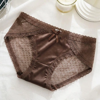 Ніжні жіночі трусики сліпи мереживна сітка Honey Fashion Accessories M коричневий (2-107)