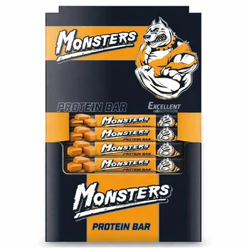 Протеиновые Батончики Monsters Strong Max - 24 штук по 40г Арахис-Соленая Карамель (4820200893372)