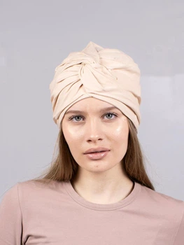 Шапка тюрбан хлопковый женский демисезонный D.Hats Бежевый