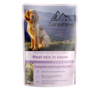 Влажный корм для собак Dog Carpathian Pet Food мясной ассорти 100 г, ПАУЧ