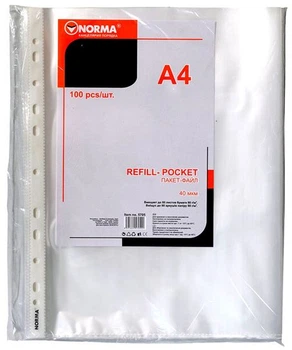 Файл А4 NORMA 40 мк 5705 (100шт.) (20) /5705N/