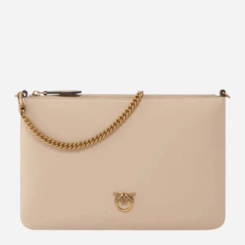 Torebka crossbody damska ze skóry naturalnej mała Pinko Flat Classic 100455A0F1 C50Q Beżowa (800070357047)