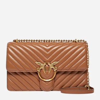 Torebka crossbody damska ze skóry naturalnej Pinko Love One 100941A0GK L17Q Brązowa (800070357039)