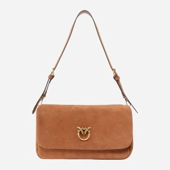 Torebka bagietka damska ze skóry naturalnej Pinko Click Soft Horizontal Handle 106178A0F6 L17Q Brązowa (800070357035)