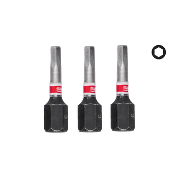 Бита SHOCKWAVE MILWAUKEE, Hex3, 25мм, (3шт)