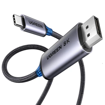 Кабель UGREEN CM556 двонаправлений USB-C для DisplayPort 1.4 (DP to Type-C) 8K/60Hz для iPhone 17 / 16 / 15 Macbook Pro Thunderbolt 3/4 USB для DP Cable 2m Grey (35880)