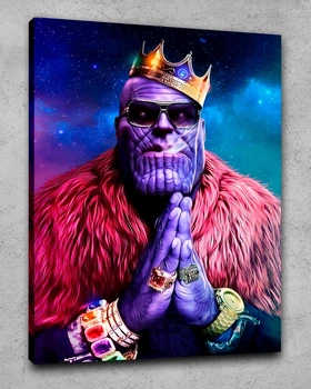 Картина з Таносом із суперлиходієм у короні та прикрасах - «Thanos Rich» - 30х40 см