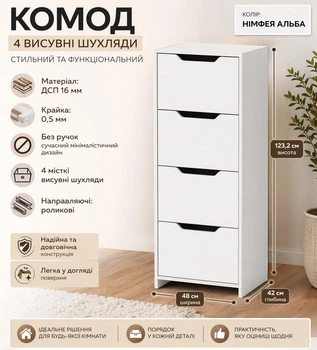 Высокий комод Компанит комод-с Нимфея альба (410943303)