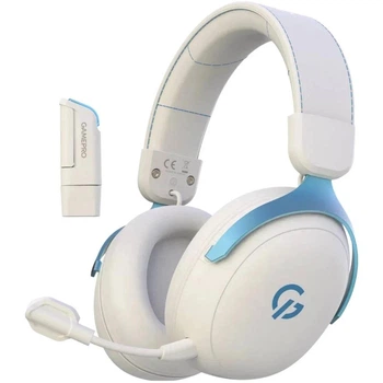 Геймерські навушники накладні бездротові GamePro Asgard Freya Pro Wireless White/Blue (HSW201WB), Bluetooth, до 75 годин роботи, з мікрофоном, біло-сині