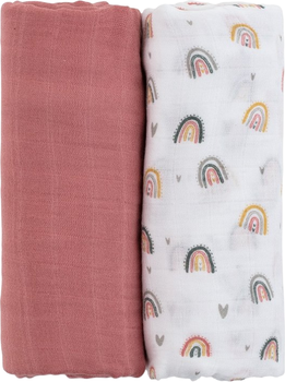 Zestaw otulaczy Petite&Mars Misty Rose Rainbows 2 w 1 z muślinu bambusowego 120 x 120 cm 2 szt (8596202005933)