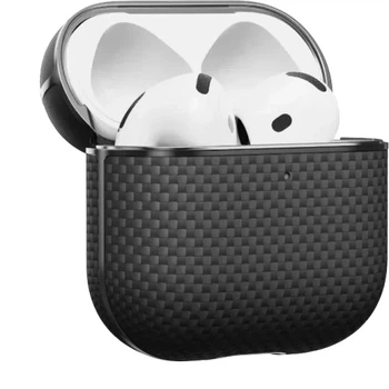 Карбоновый чехол Pitaka Aramid Fiber Magnetic Case Black/Gray для AirPods 4 (2024) (APM2404)