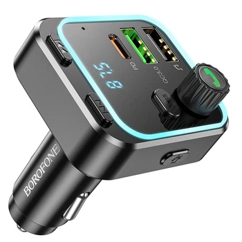 АЗП FM модулятор Borofone BC53 Highway PD20W+QC3.0 Чорний