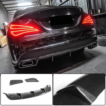 Дифузор заднього бампера V2 (для AMG-Line / CLA45 AMG 2013-2016, Карбон) для Mercedes CLA C117 рр