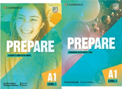 Английский комплект книг (учебник + тетрадь) Prepare! Second Edition 1(А1) Student's Book with eBook + Workbook with Digital Pack. Cambridge. ISBN: 9781009023009 / 9781009023016