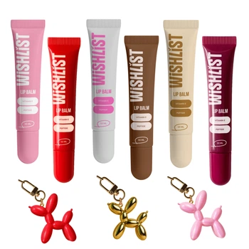 Набор 6 бальзамов-блесков для губ + Игрушки-брелки Espresso Noir & Ruby Nectar & Blessed Honey & Crystal Sorbet & Sweet Candy & Velvet Coral WishList Lip Gloss Balms (652891)