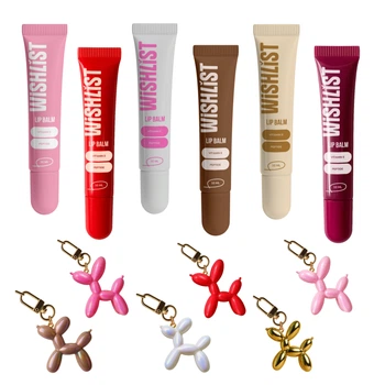 Набор 6 бальзамов-блесков для губ + 6 игрушек-брелков Espresso Noir & Ruby Nectar & Blessed Honey & Crystal Sorbet & Sweet Candy & Velvet Coral WishList Lip Gloss Balms (652944)
