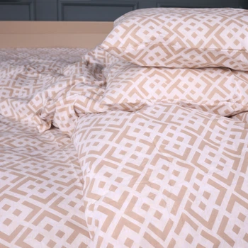 Простынь MirSon Полуторная 150х220 см 17-0948 Abstract Beige Бязь (2200013164647)